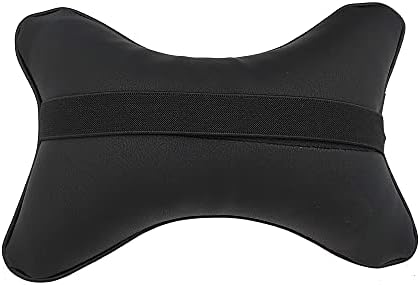 Car Neck Pillows Both Side Pu Leather 2pieces Pack Headrest Gogodog Fit for Most Cars Filled Fiber Universal Car Pillow (Black Blue)