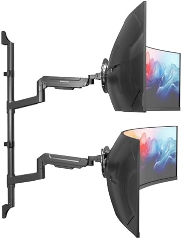 Mount-It! Dual Stacked Monitor Wall Mount, Heavy-Duty Gas Spring, 17-49 in