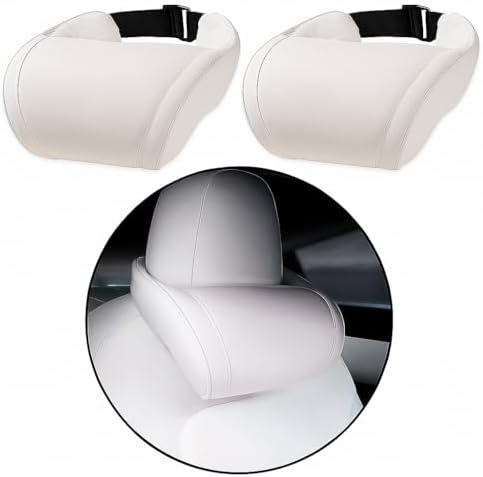 Car Headrest Neck Pillow Support Memory Foam Ergonomic Design Accessory for Driving Seat Fatigue Relief Compatible with Model S X 3 Y & Cybertruck - 2 Pieces