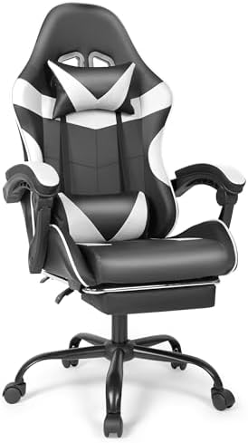 Gaming Chair, Ergonomic Computer Chair with 90°-150° Reclining Backrest & Footrest, Headrest & Lumbar Support, 360° Swivel Height Adjustable Desk Chair, High Back for Adults