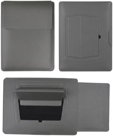 4-in-1 Laptop Sleeve with Stand and Mouse Pad, Faux Leather Protective Case with Accessory Pouch for 15-16 Inch Laptops, Grey