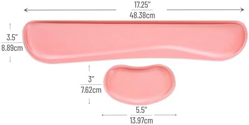 Mind Reader Ergonomic Wrist Rest Set, Keyboard and Mouse Support with Memory Foam, Non-Slip Base, Office and Gaming, Pink