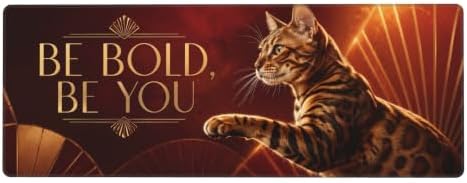 Bengal Cat Gaming Mouse Pad Large Mouse Pad 11.8x31.5 in Red Gold