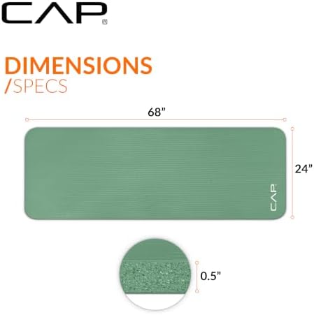 CAP Barbell 1/2-Inch High Density Exercise Yoga Mat with Strap | Multiple Options