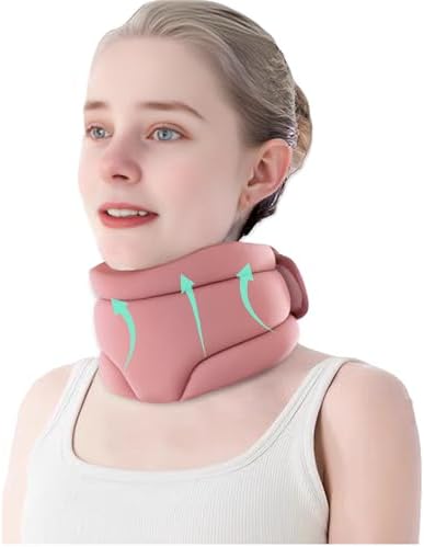 leeveel Neck Brace Cervical Collar, Neck Braces for Neck Pain and Support, Soft Foam Brace for Pain Relief, Adjustable Neck Support Collar for Sleeping, Travelling, Office (Pink)