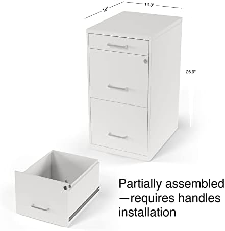 STAPLES 3-Drawer Vertical File Cabinet, Letter/Legal, Locking, White