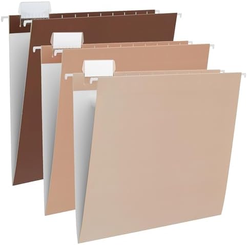 Y YOMA 6 Pack Gradient Hanging File Folders Letter Size Decorative Hanging Folder Pretty File Folder Organizer for Filing Cabinet Office Home with 1/5-Cut Adjustable Tabs, Coco Mocha
