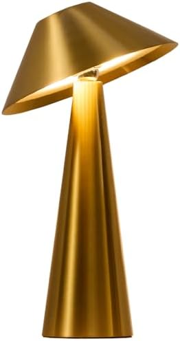 Bojim Rechargeable Cordless Table Lamp, Gold LED Battery Operated Wireless Table Lights, Touch for 3 Color Dimmable, IP54 Waterproof for Restaurant, Dining, Outdoor, Patio, Outside