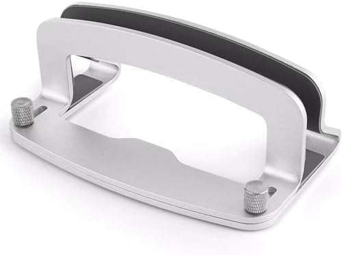 LOTEYIKE Aluminum Vertical Laptop Stand, MacBook Pro Laptop Vertical Stand Dock Holder with Adjustable Slot Fits All Laptops Notebook Tablets MacBook Air- Save Space & Improve Airflow, Silver