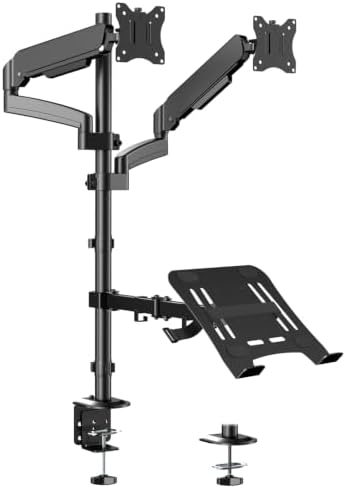 Dual Monitor and Laptop Desk Mount fits 17-32 Inch with Gas Spring