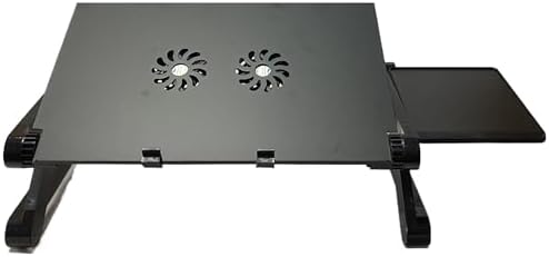 Adjustable Lap Laptop Computer Portable CPU Cooling Fan Ergonomic Vented Table Stand Desk Tray (420 * 260mm with Mouse Pad & Double Fans, Black)