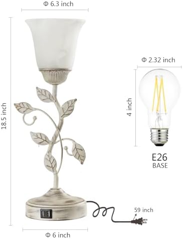 Set of 2 Rustic Touch Table Lamps for Bedroom 2 USB C+A