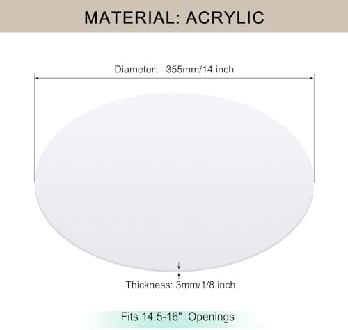 Lampshade Diffuser, 14" Diameter Round Diffuser Lamp Shade for Drum Style Lampshades Pendants Softening Light, DIY Light Fits 14.5-16" Openings, Frosted White Acrylic
