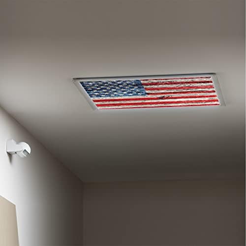 Fluorescent Light Cover Decorative Ceiling Light Filters,USA Pattern,for Classroom Office Hospitals Home Ceiling Decorative,2ft x 4ft,Beige Blue Red