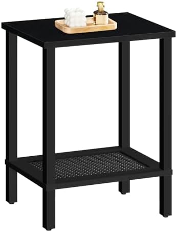 HOOBRO End Table, Small Side Table with 2-Tier Storage Shelves
