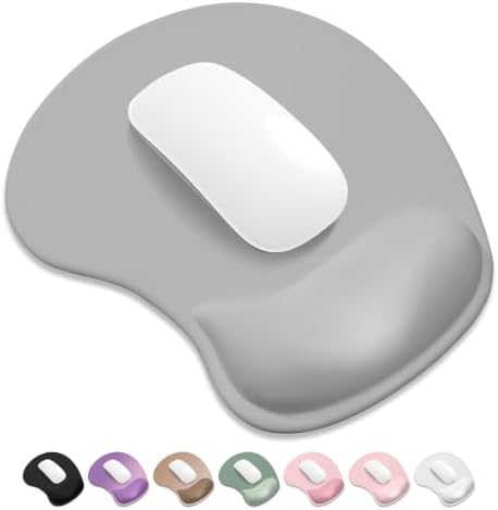 ITNRSIIET Ergonomic Mouse Pad, Cushioned Gel Wrist Rest, Non-Slip Base, Smooth Surface, Cute Multi-Color, 9.5 x 8.2 in, Space Gray