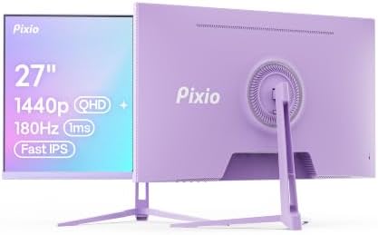 Pixio PX278 Wave Purple 27 inch 180Hz Refresh Rate Quad HD 1440p Resolution Fast IPS Panel 1ms GTG Response Time Built-in Speakers Gaming Monitor with AMD FreeSync