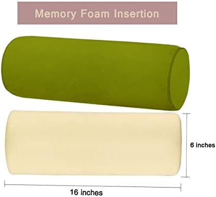Memory Foam 16x6 Neck Pillow for Sleeping, Neck Pain Relief, Side Back Stomach Sleeper, Car or Office Chair Sofa,Support Pillow with Soft Velvet Pillowcase (Light Green)