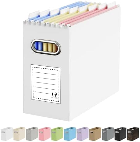 Oterri Portable Collapsible Cardboard File Box with Handle for Letter-Size