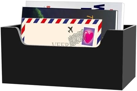 Acrylic Mail Holder Organizer Box for Desk Countertop Wall Mount Black