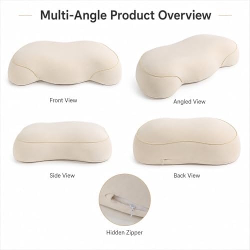 Beige Memory Foam Cervical Pillow for Neck & Shoulder Support, 23 x 12 in