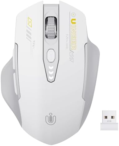 Uineer Wireless Mouse, 2.4GHz Rechargeable Computer Mouse, Battery Display