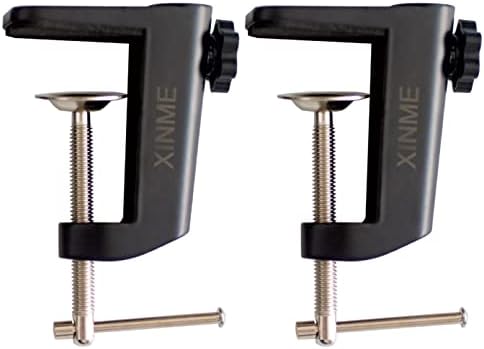 Desk lamp Clamp: 2PACK 1/2 Enlarge Hole Replacement C Clamp for Desk Light,Magnifying Glass with Light,Table Mic Stand,Mic Arm Desk Mount,Swing Arm Phone Holder,for Home Office Work Task (BLACK)