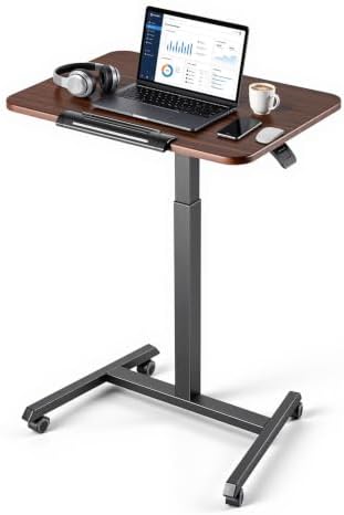 VEVOR Standing Desk, Adjustable Height Mobile Stand Up Desk with Tilting Desktop, 25.6 x 19 in Small Computer Sit Stand Rolling Workstation with 4 Casters, 33 lbs Capacity, Ideal for Home Office
