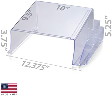 Officemate Telephone Stand - Laptop Stand and Desk Organizer with Storage Underneath, 3 Pen Compartments, 2 Accessory Holders, Non-Skid Rubber Pads, 12.5 x 10.125 x 5.25 Inches, Clear