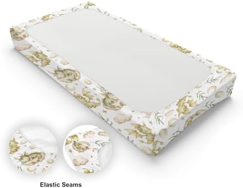 Cute Dragon Moon Stars Leaves Baby Changing Pad Cover,Unisex Dragon Nursery Diaper Changing Table Pad Mat Sheet for Boys Girls-16x32