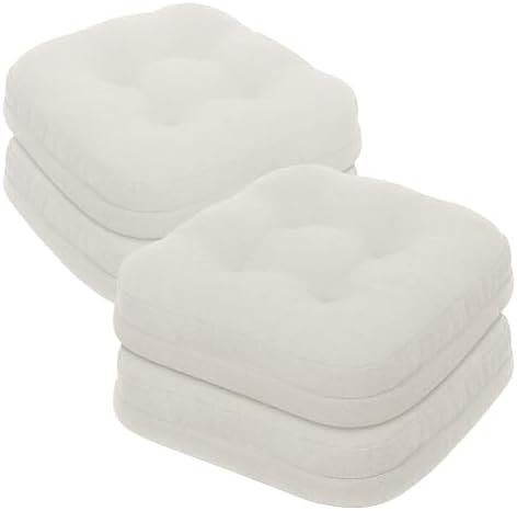 baibu 2-Layer Dining Chair Cushions, 4 Pack, 16.5 x 16.5 x 3.5 in, White