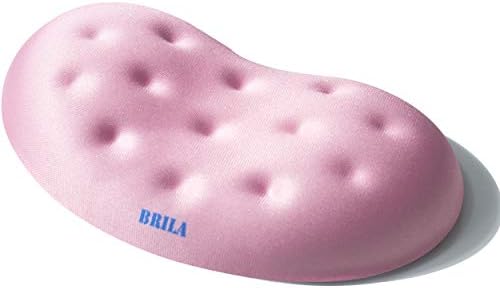 BRILA Ergonomic Memory Foam Mouse Wrist Rest Support Pad Cushion for Computer, Laptop, Office Work, PC Gaming - Massage Holes Design - Wrist Pain Relief (Pink Mouse Wrist Rest)