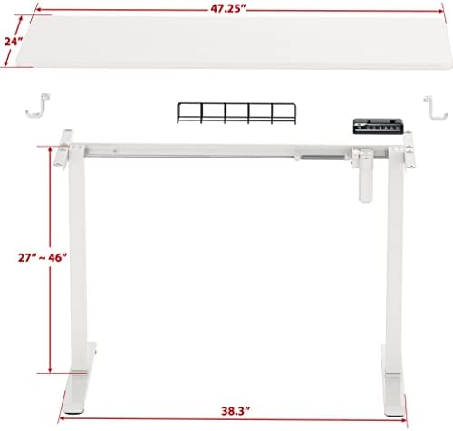 SHW 48-Inch Electric Height Adjustable Sit to Stand Desk, White