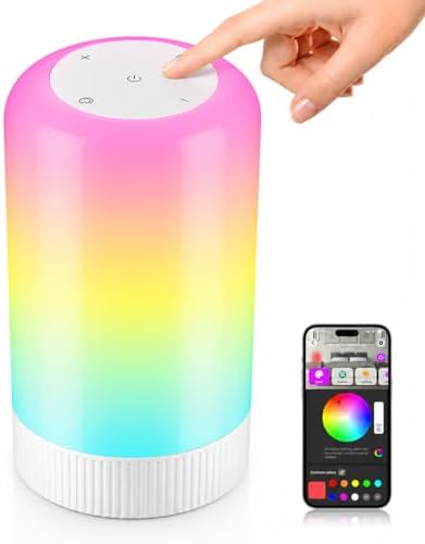 RGBICWW Smart Table Lamp, Touch Bedside Lamp with App Control, LED Desk Lamp with Music Sync, 30+ Scenes & 16M Colors, Color Changing Lamp for Bedroom Living Room Gaming Dimmable Night Light, White