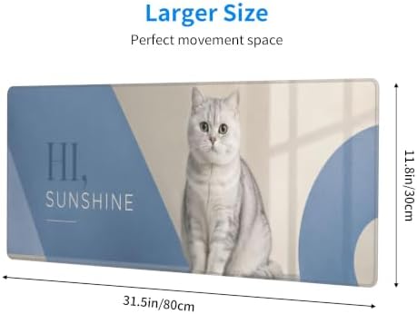 Cute Cat Gaming Mouse Pad Mouse Pads for Desk 11.8x31.5 in Cobalt Blue