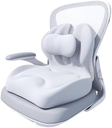 Adjustable Memory Foam Lumbar Cushion - Ergonomic Lower Back Support Pillow with Cotton Cover, Mid-Height Customizable Design for Office Chair, Car Seat, Long Sitting (Gray, Large)