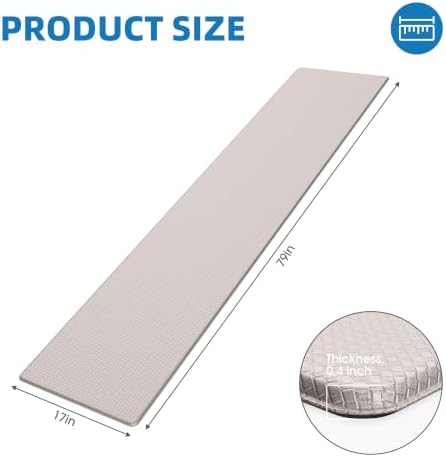 Kitchen Mats for Floor, Extra Long Anti-Fatigue Kitchen Rug, Ivory