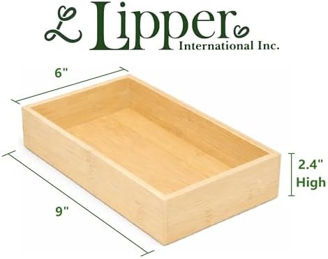 Lipper International 8384 Bamboo Wood Stacking Drawer Organizer Box, 9"x 6"