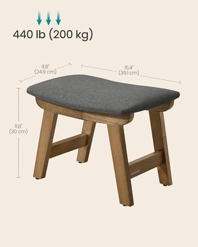 SONGMICS Foot Stool Ottoman, Padded Foot Rest Under Desk, Solid Wood Frame