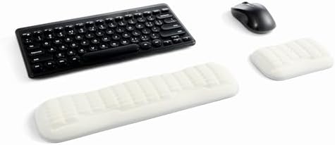 UnivoColors Compact-Sized Keyboard & Mouse Wrist Rest Set-Ergonomic 3.0 Upgrade with Wave Curve Support,Non-Slip Base,Perfect for Work & Gaming(Ivory)