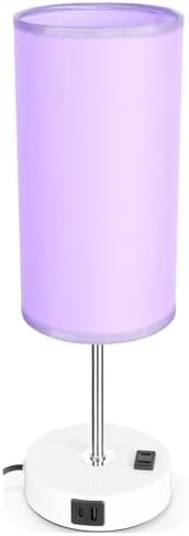 Bedside Table Lamp with USB Port - Touch Desk Lamp for Bedroom, 3 Way Dimmable Small Nightstand Lamp for Living Room, Bedroom Lamps for Room Decor, Purple