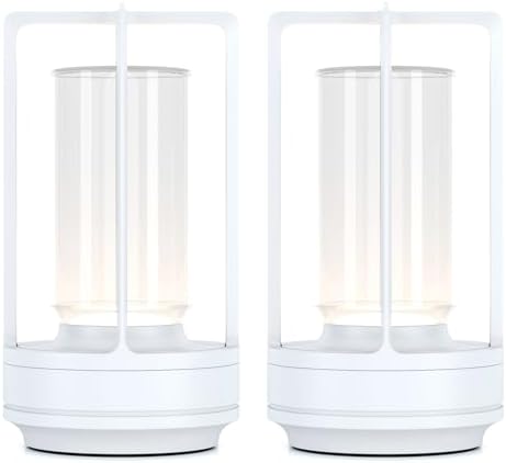 Rechargeable Cordless Small Metal Table Lamp, Stepless Dimming, 3-Color