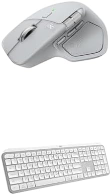 Logitech MX Master 4 Ergonomic Wireless Bluetooth Mouse with Haptic Feedback + MX Keys S Wireless Bluetooth Keyboard with Backlit Low Profile Quiet Keys - USB-C, Windows, Linux, Chrome, Mac-Pale Grey