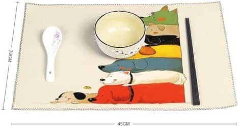 Stacked Dogs Colorful Washable Placemats Set of 4, Durable Heat Resistant Table Mats 17.7 X 11.8 Inch for Dining Table Kitchen Decor Indoor Use