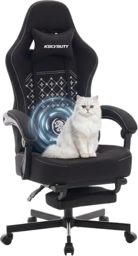 Office Desk Computer Gaming Chair for Adults, Ergonomic High Back Gamer Chair with Massage and Pocket Spring Cushion, Swivel Comfy Video Game Chairs with Footrest and Lumbar Support (Black)