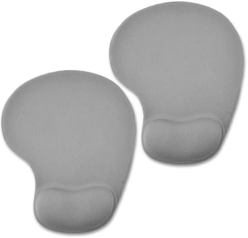 Mouse Pad with Wrist Support, 2-Pack Ergonomic Mousepad with Wrist Rest, Gaming Mouse Pad with Non-Slip PU Base, Relieve Pain Relief, for Home Office Computer Laptop, Gray