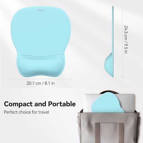 TECKNET Gel Ergonomic Mouse Pad with Wrist Rest, Non-Slip PU Base, LT.Blue