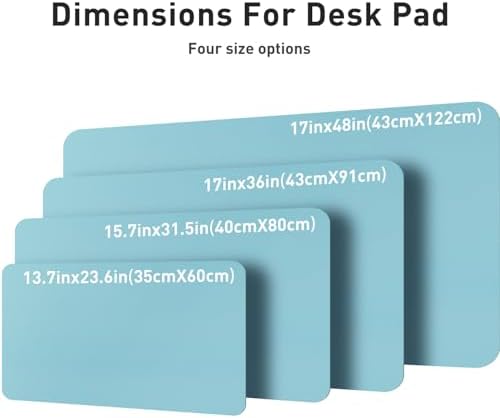 Aothia Large PU Leather Desk Pad Protector – Non-Slip Mouse Pad & Writing Mat for Office/Home, Waterproof, Easy to Clean (48" x 17", Blue Topaz)