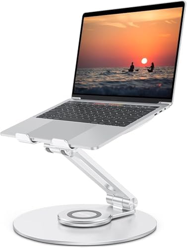 OMOTON Adjustable Laptop Stand for Desk 360° Rotating Base up to 17" Silver