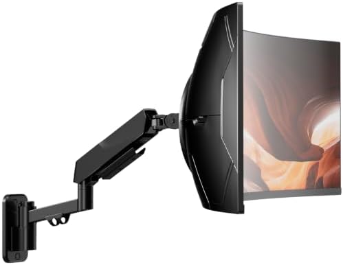 Heavy Duty Single Monitor Arm Wall Mount fits 27-45 Inch Flat/Ultrawide